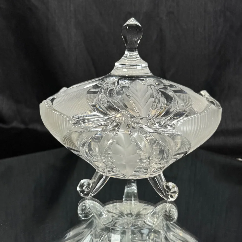 Beyer Bleikristall 24% Lead Crystal Covered Candy Dish 3 Footed West Germany